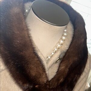 Elegant Brown Fur-Trimmed Scarf